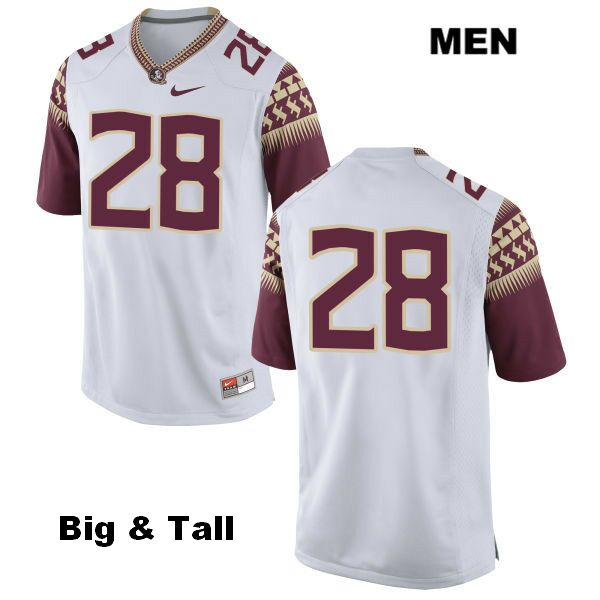 Men's NCAA Nike Florida State Seminoles #28 Decalon Brooks College Big & Tall No Name White Stitched Authentic Football Jersey FFV8769HA